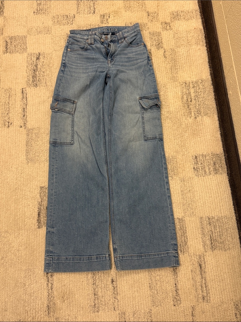 American Eagle Outfitters Light Blue Super High-Rise Baggy Wide Leg Jeans